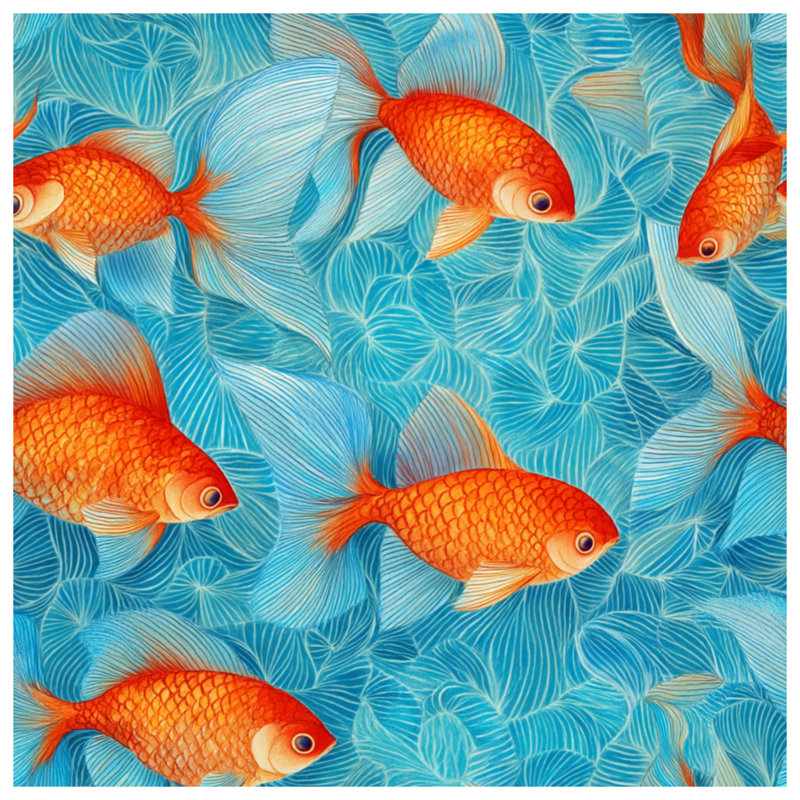Orange Goldfish Pattern Quilted Bedspread All Sizes, Twin