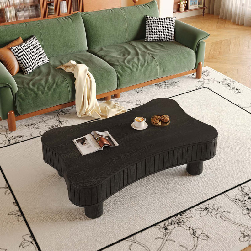 Lift Top Coffee Table with Fluted Panels,Hidden Storage,Silent Hydraulic Lift,and Curved Safety Corners for Modern Living Rooms