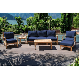 Ensemble de conversation en teck avec coussins Sunbrella 6 pièces Huntington
