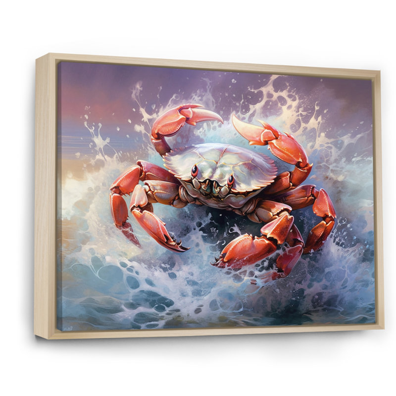 Crab Beachcombers I - Crab Wall Decor, Natural Floater Framed, 30" H x 40" W x 1.5" D