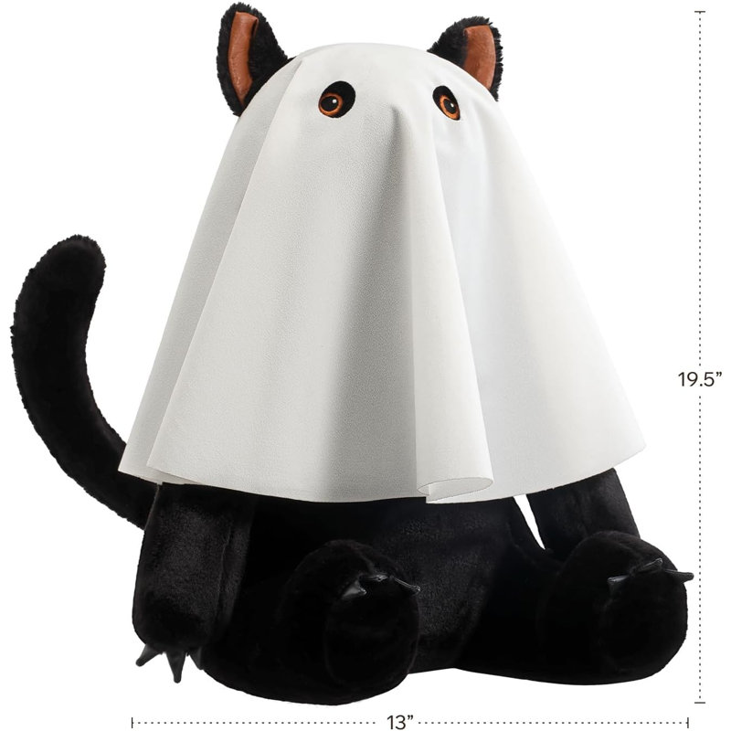 Coussin décoratif en velours Phantoscope Happy Halloween, Witchy Black Cat