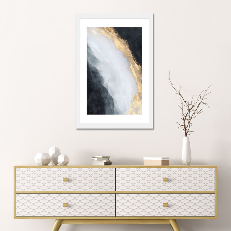 « Stream » par Elisabeth Fredriksson, reproduction d’art, H 24 po x l 16 po x P 1 po, Papier encadré blanc, Blanc