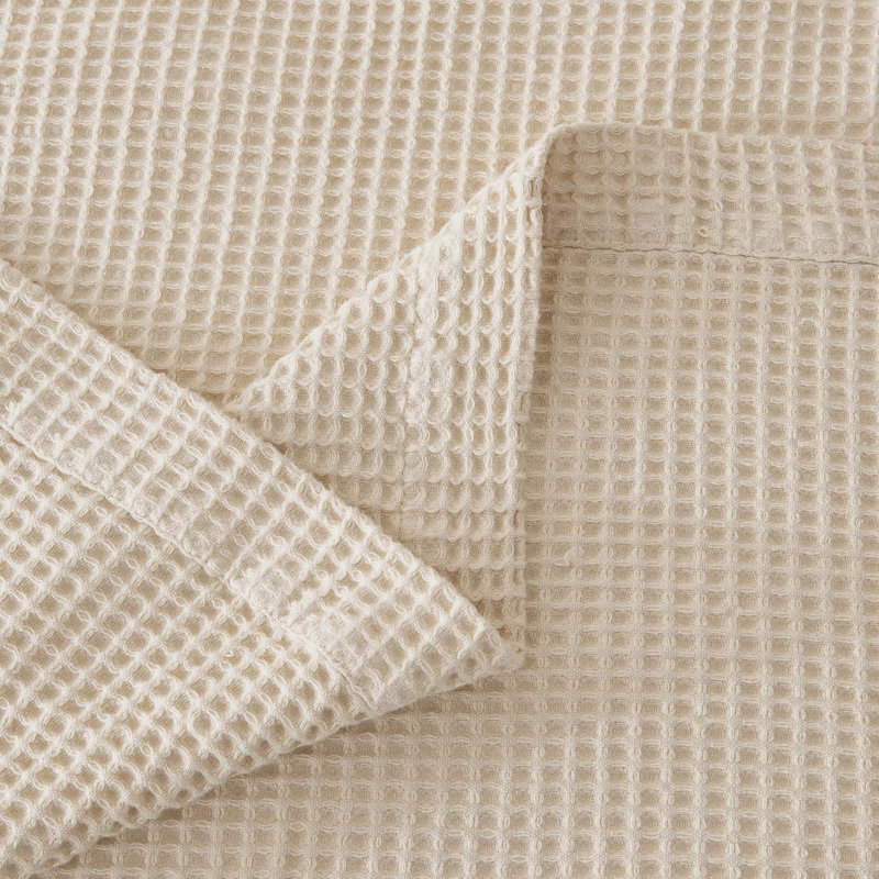 Couverture 100% coton tissé gaufré, Double/grand, Avoine