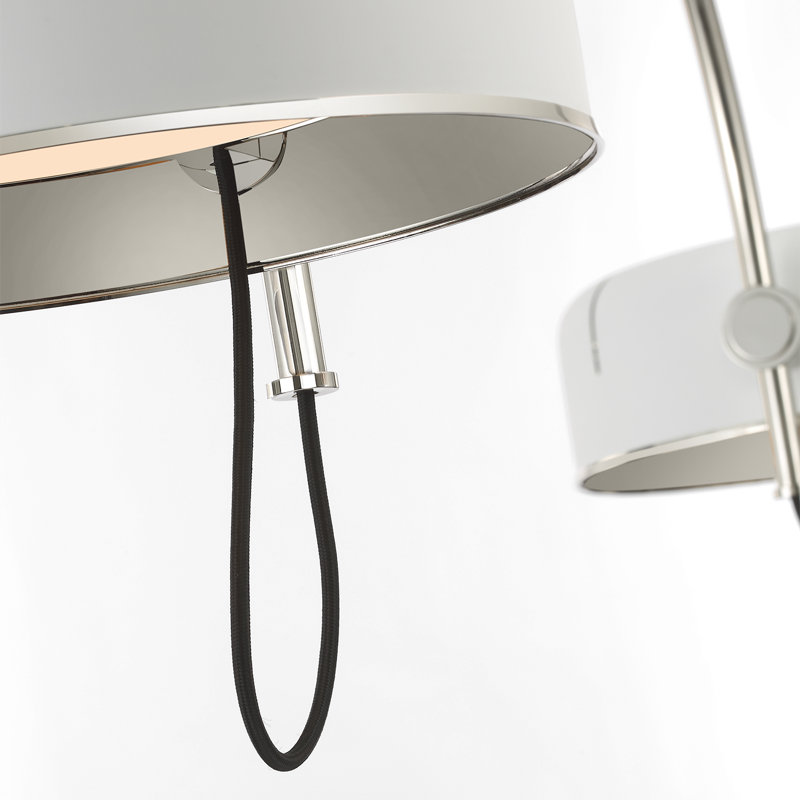 Thomas O'Brien Oso 72" Linear Arched Pendant, 64" H x 54" W, White, Polished Nickel