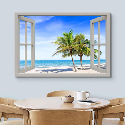«Vibrant Tropical Island Palm Tree Ocean Horizon Nature Wilderness», reproduction sur toile