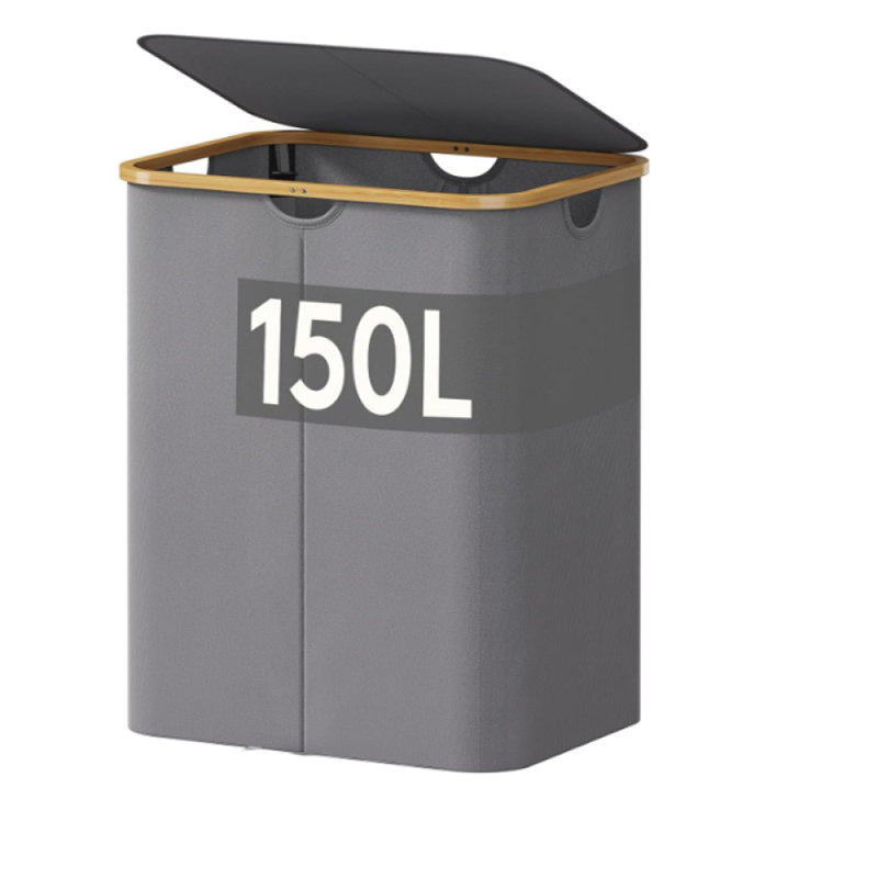 Panier à linge avec couvercle, panier à linge double 150L