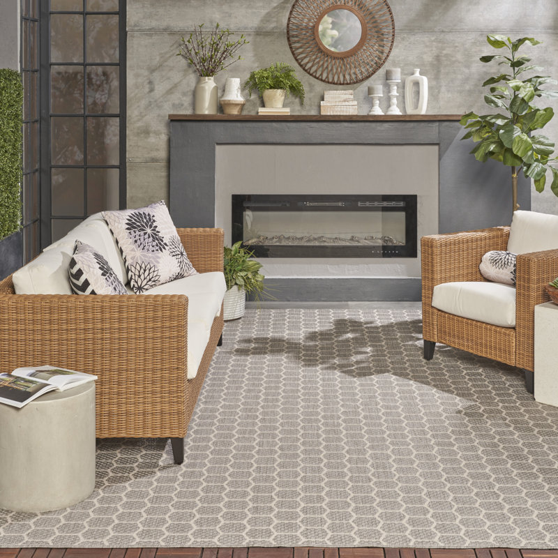 Kowtko Geometric Indoor/Outdoor Area Rug, Rectangle 8' x 10'