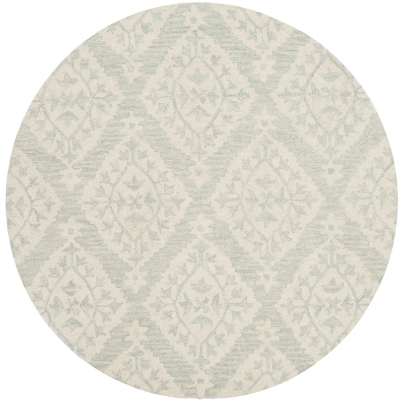 Anik Hand Tufted Wool Damask Rug, Round 5'