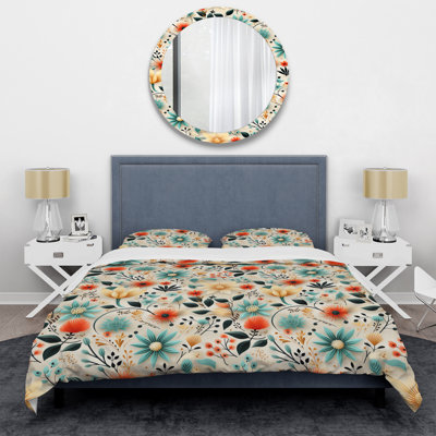 Multicolor Tribal Fusion Floral Pattern Floral Duvet Cover