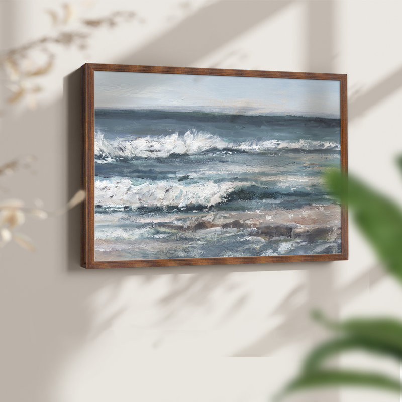 Ocean Breakers I -Framed Print - Restickable, H 8 po x l 10 po, Noyer