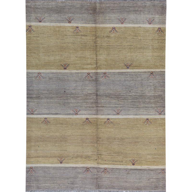 Tapis brun et gris de haute qualité noué à la main Gabbeh