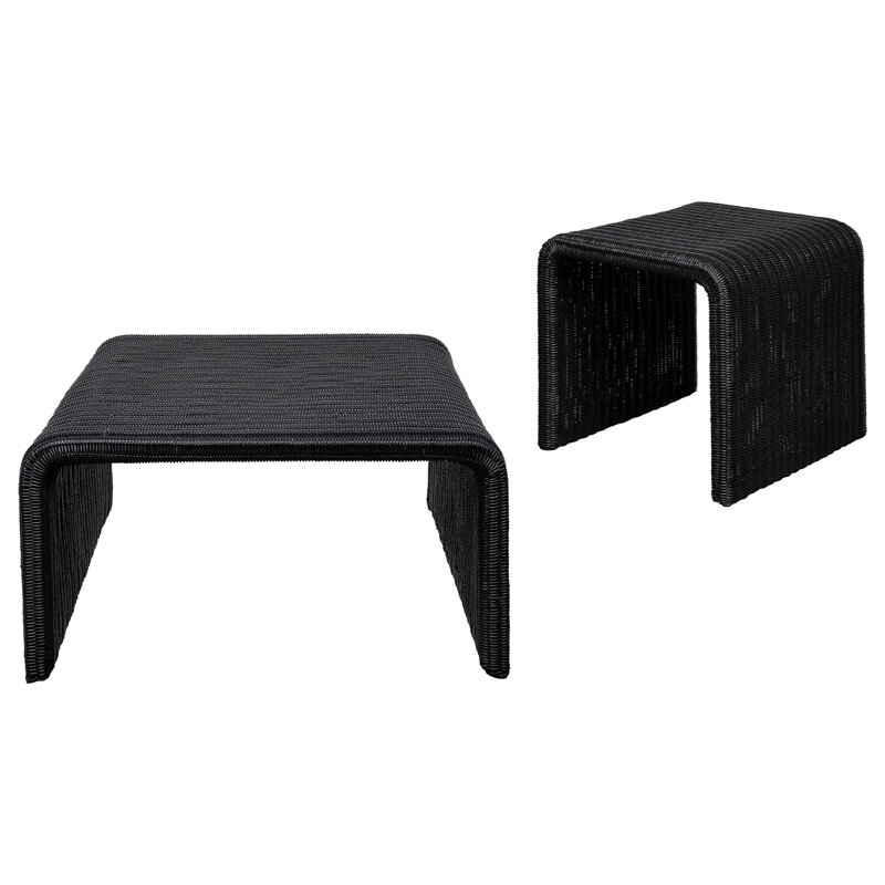 Ensemble de table basse et de table de bout 2 pièces Gage, Noir