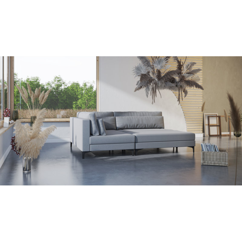 Andy Modern corner sofa with sleeping function and footstool, Left