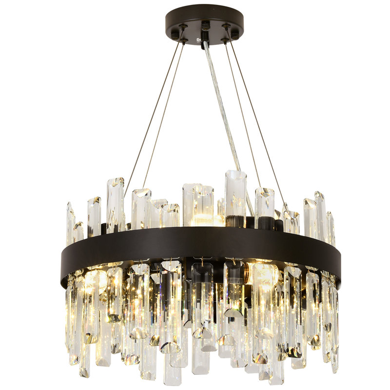 Canora Grey Unique/Statement Chandelier, 12 Lights, Matte Black, 24cm H x 58cm W x 24cm D