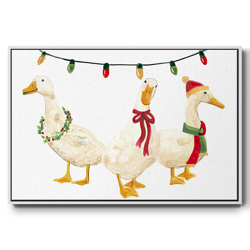 Merry Quackmas Collection A, reproduction d'art sur toile, H 17 po x l 25 po x P 1,5 po, Cadre blanc