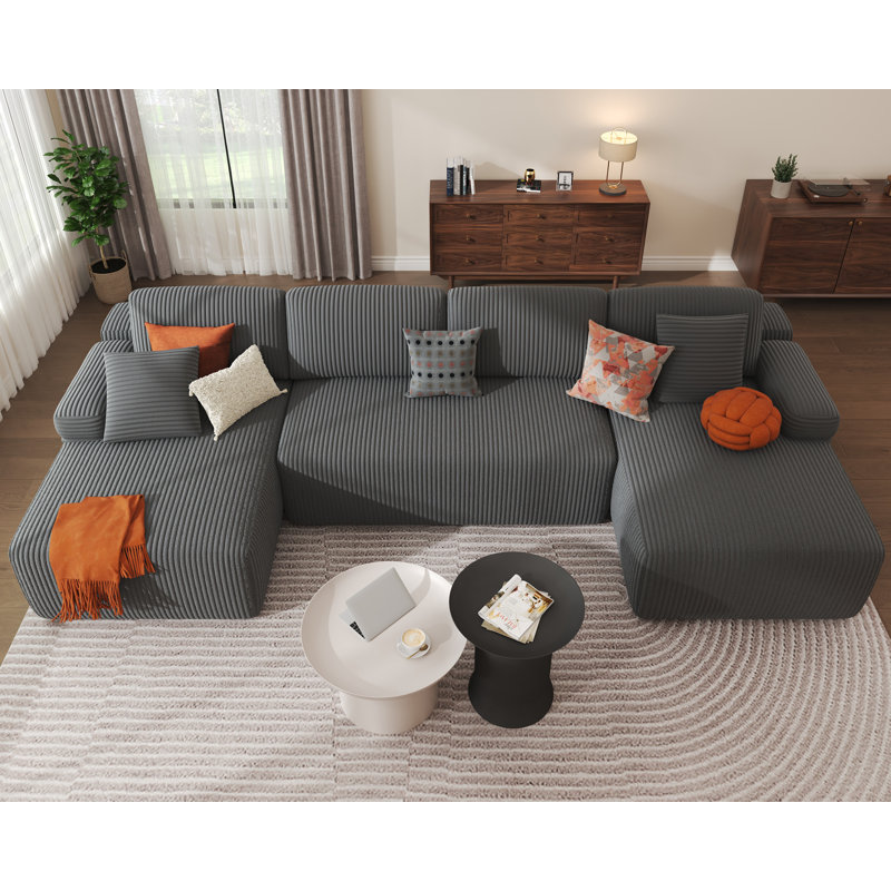 4 Seater Corduroy Sofa, Grey