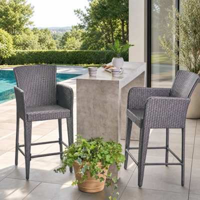 Outdoor Wicker Barstool Set Of 2