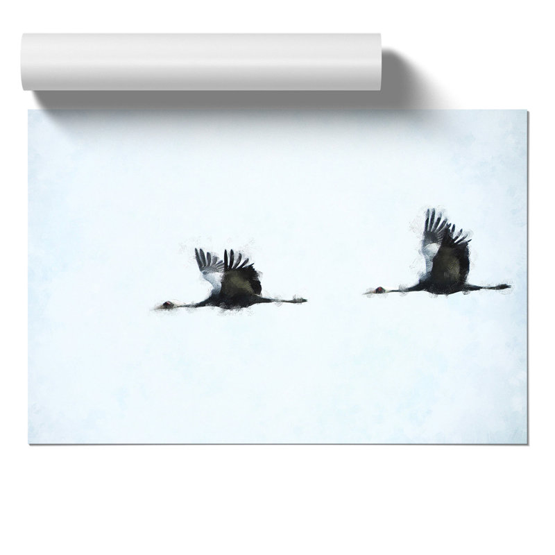 Flying Crane Birds - No Frame Print, 30cm H x 42cm W x 0.1cm D