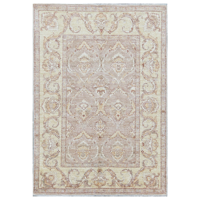 Tapis gris et crème noué à la main de haute qualité Ziegler