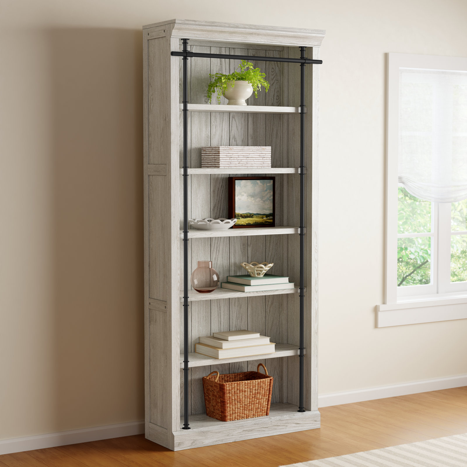 Lorna 40" Bookcase, Rustic White