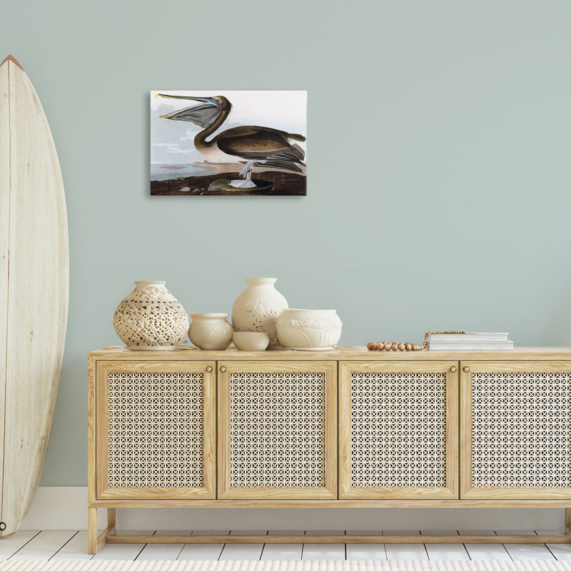 Art mural classique sur toile de pélican classique à la plage par Stellar Design Studio, H 16 po x l 24 po