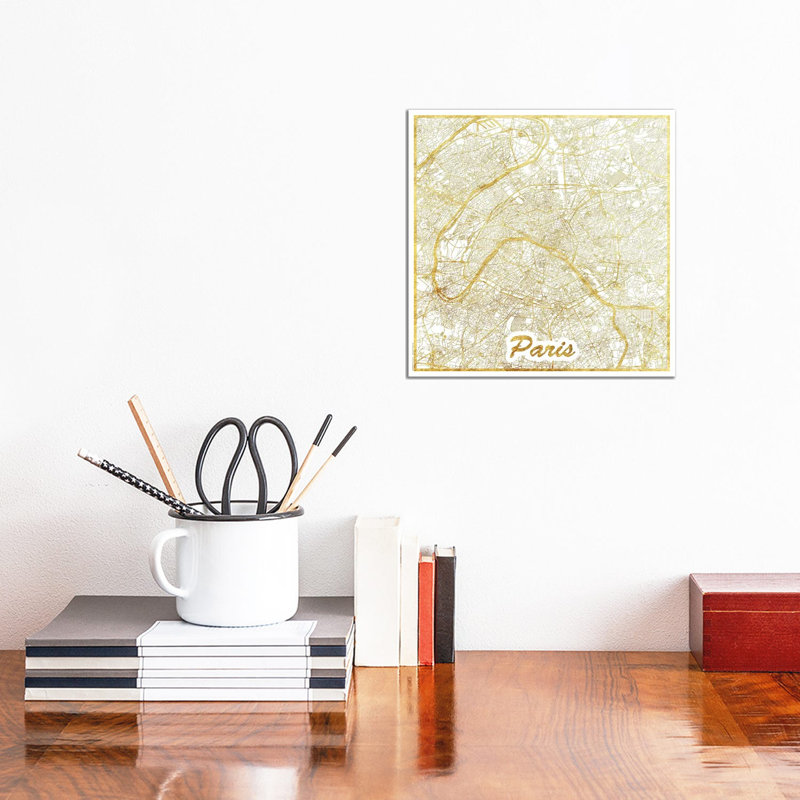 Boston Vintage Blue Watercolor Urban Blueprint Map by Hubert Roguski - Wrapped Canvas Print, 30.48 cm H x 30.48 cm W