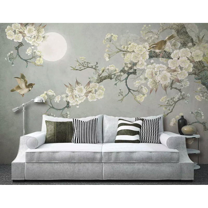 Murale à peindre L 6,25 pi x l 112 po Floral Plum Blossom, L 4,08 pi x l 6,25 pi