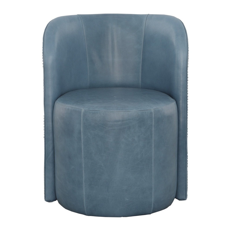 Socrates Leather Barrel Back Dining Chair, Casters, 1111 Brown