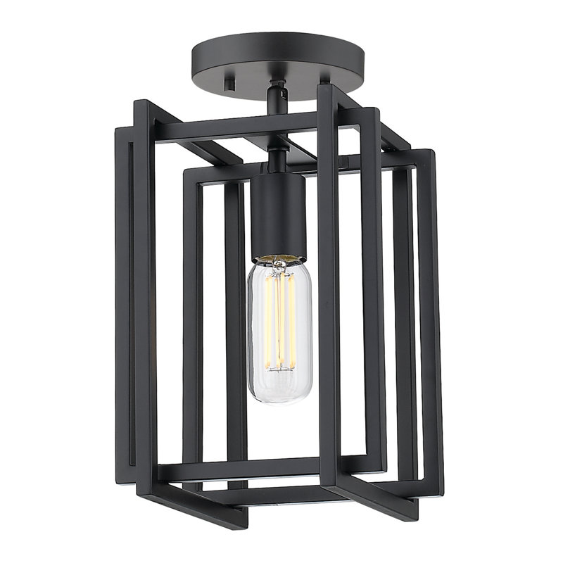 Plafonnier semi-encastré 1 lumière 7,25 po Isiah, Noir mat, Noir mat