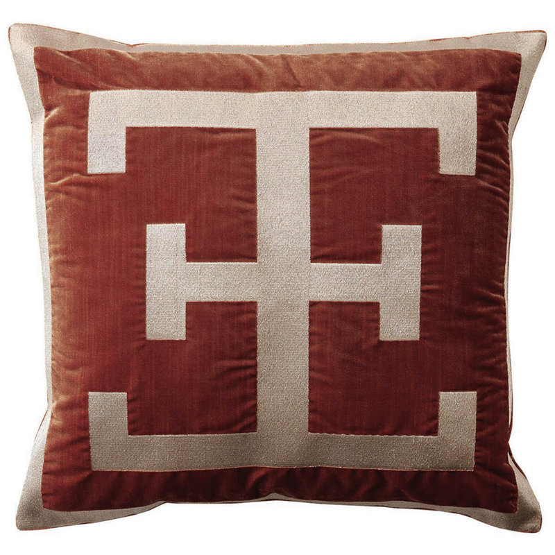 Logo Velvet Square Pillow Cover & Insert, Rust