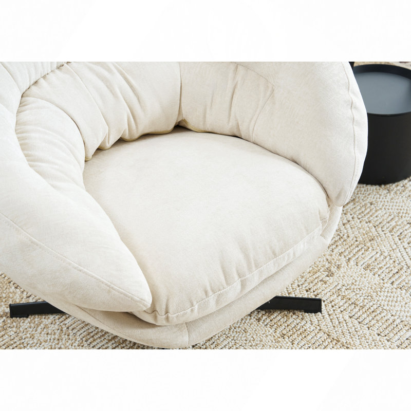 Upholstered Swivel Accent Chair, Beige Chenille