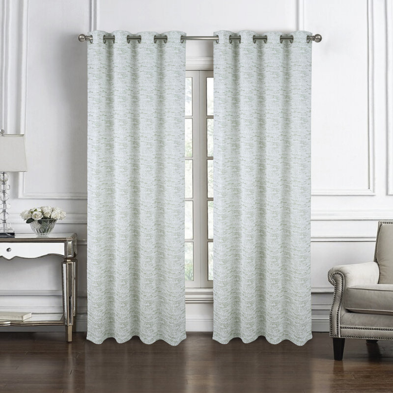 Aryella Woven Jacquard Window Curtain Panel Pair, Sage, 36" x 84", 2