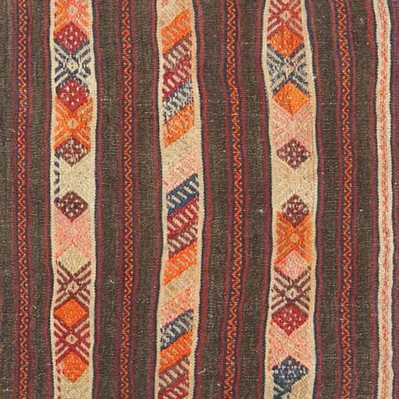 Tapis rouge/brun/jaune contemporain, Carré 8 pi