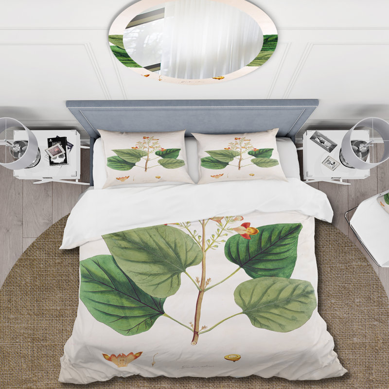 Ensemble de housse de couette style campagnard Vintage London Plants III - microfibre de polyester