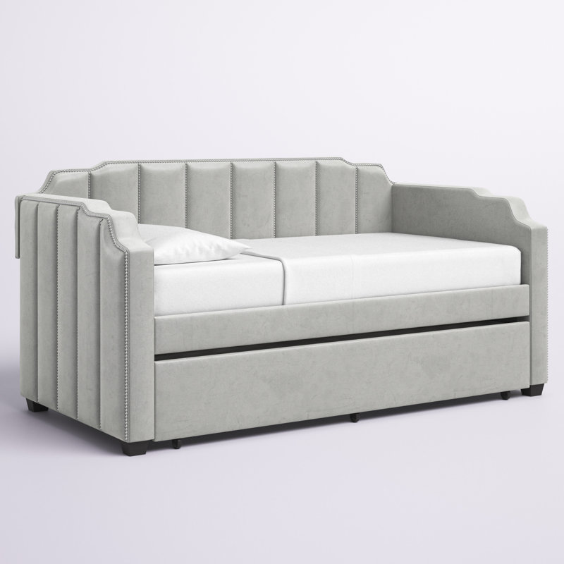 Pont Upholstered Velvet Daybed with Trundle Bed