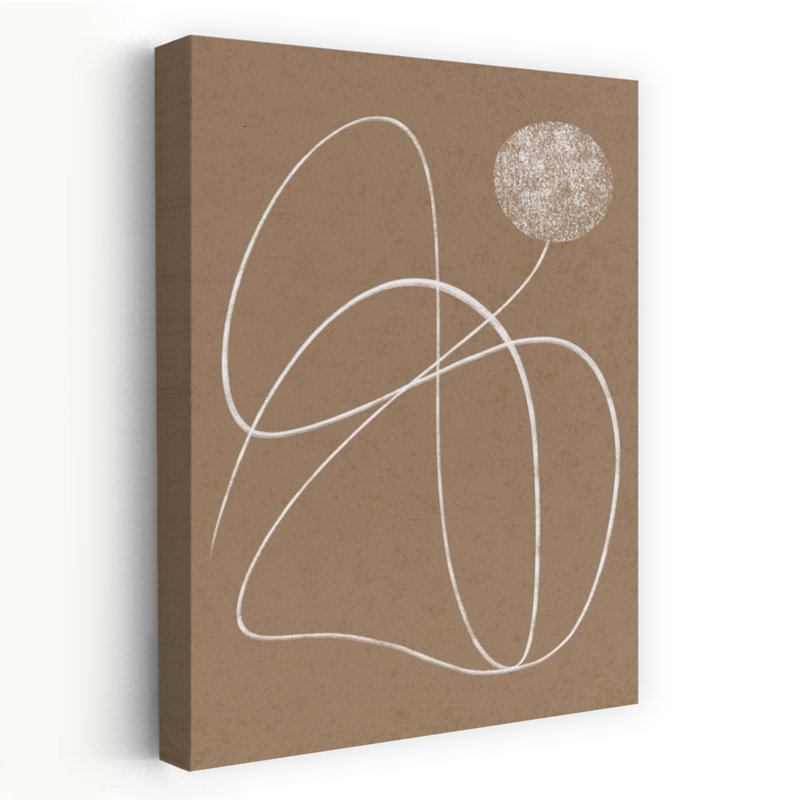Organic Lines And Circle Abstract Contemporary Minimalist Wall Art Print 1 Piece Wrapped Canvas Wall Art