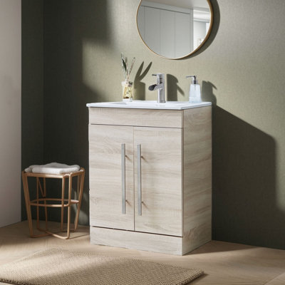 Ensemble de meuble-lavabo simple 24 po 2 portes avec plateau en céramique 24 po Modern