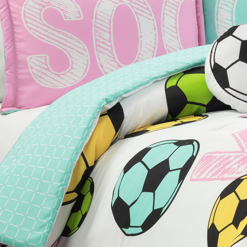 Édredon réversible surdimensionné pour filles Soccer Kick, Blanc, Grand