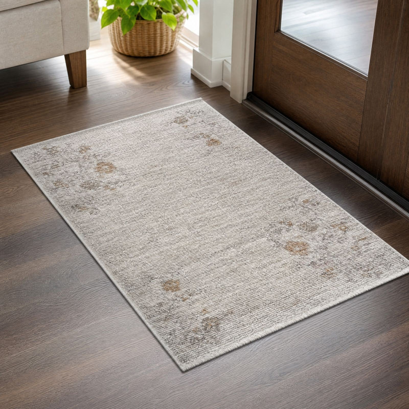 Petit tapis d'entrée à capuchon, style floral vintage, profil bas, lavable, non petit, pour cuisine, salle de bain, porte d'entrée. Parfait pour la cuisine, la salle de bain et la porte d'entrée.