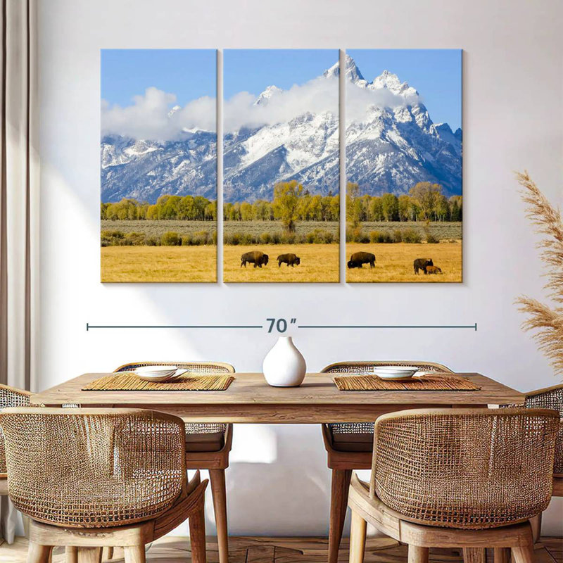 Bison d'Alvord dans les plaines de Teton, H 42 po x l 65 po