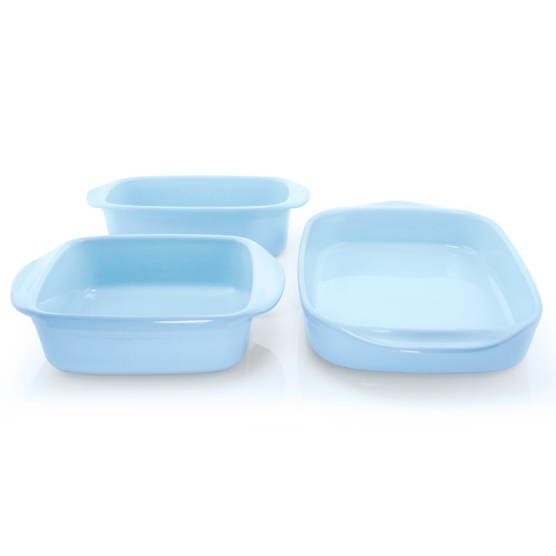Chantal Stoneware 3 Piece Baker Bakeware Set, Glacier Blue