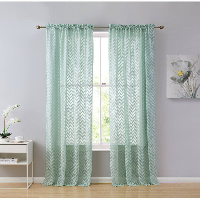 Semi Sheer Liner Pair, Seafoam Green, 54" W X 63" L