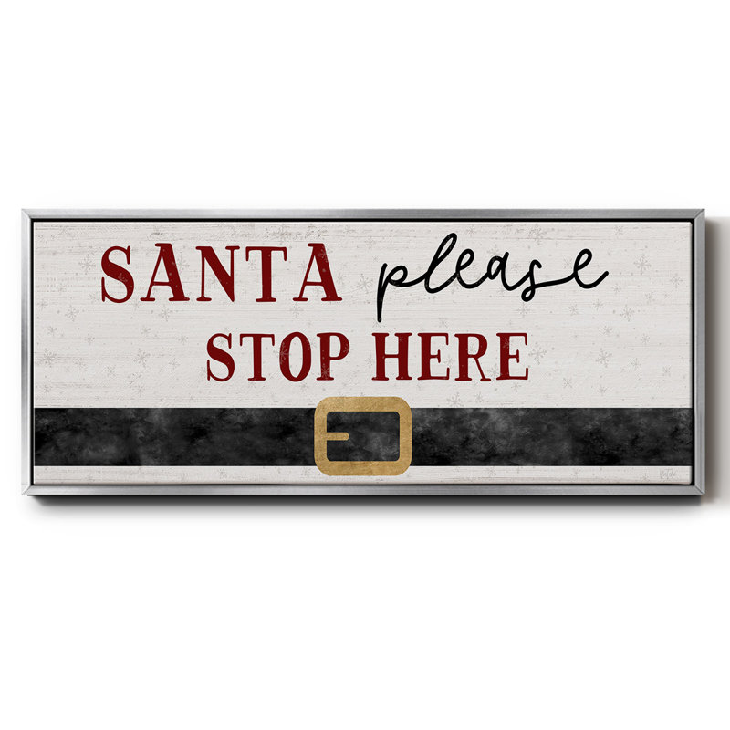 Santa Stop- Framed Canvas, 12" H x 30" W