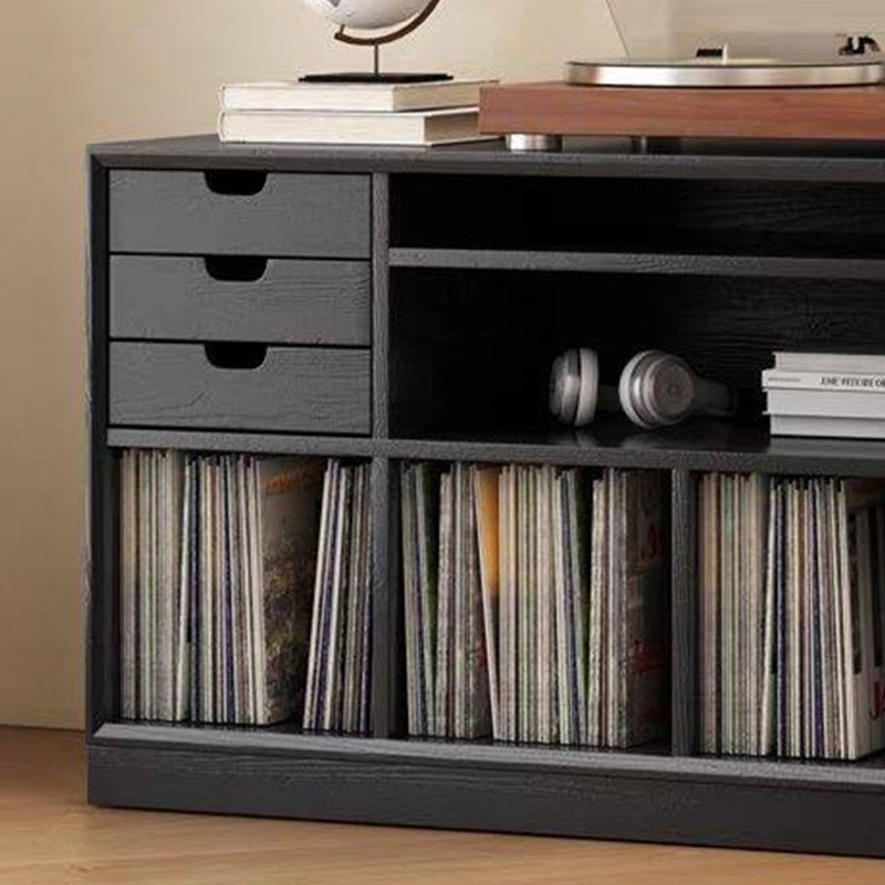 Armoire de rangement pour tourne-disque en vinyle, Black