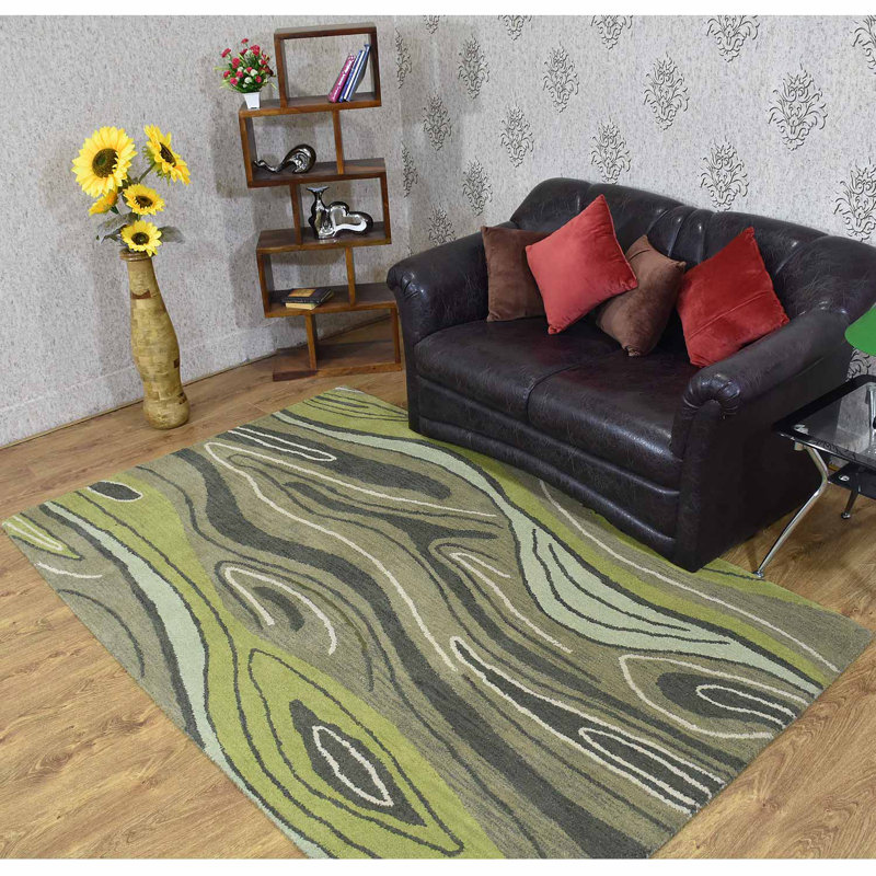 Dalvey HAND TUFTED WOOL ECO-FRIENDLY AREA RUGS - Green Color | Abstract Design | Area rugs for living room, bedroom