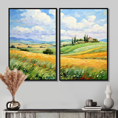 Vangogh Rolling Hills I - Yellow Wall Decor 2-Pieces