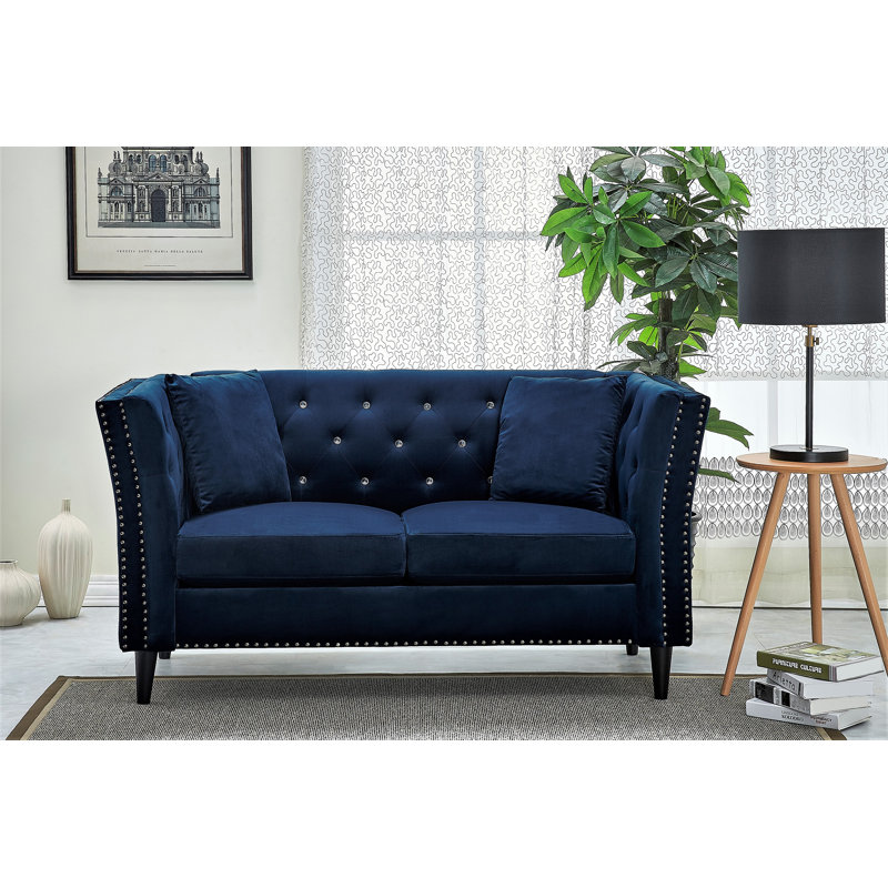 Cloyd 62.2'' Velvet Loveseat, Blue