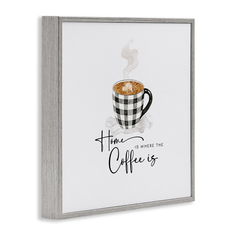 «Where The Coffee Is», impression par estampe numérique, design par Joy Hall, H 17 po x l 17 po, Estampe numérique Farmhouse