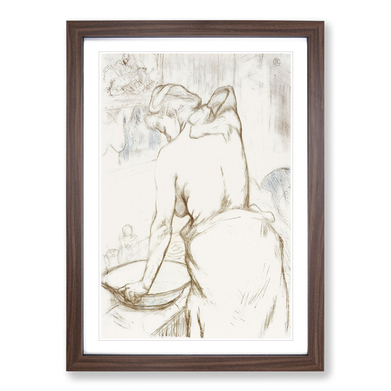 Lady Washing by Henri de Toulouse-Lautrec - Framed Print, 65cm H x 48cm W x 2cm D, Walnut Framed
