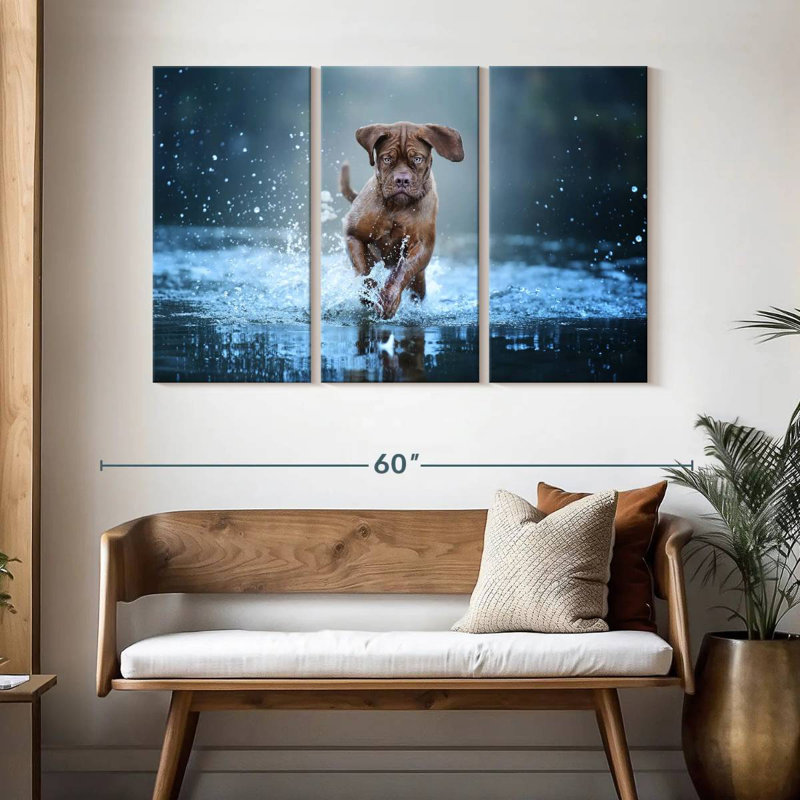 Splashing Mastiff Dog, 32" H x 50" W